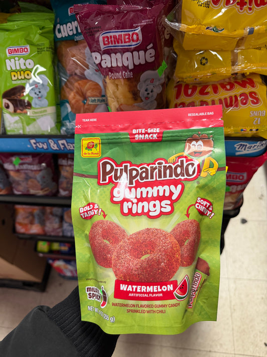 De La Rosa Pulparindo Gummy Rings – Watermelon & Mango Mild Spicy | Mexican Tamarind Candy