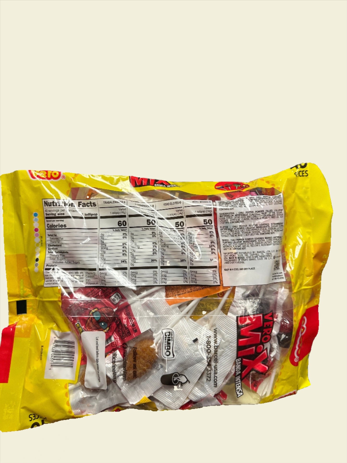 VERO LOLIPOPS MANITA, ELOTE, AZUL, MANGO, MIX, TARRITO