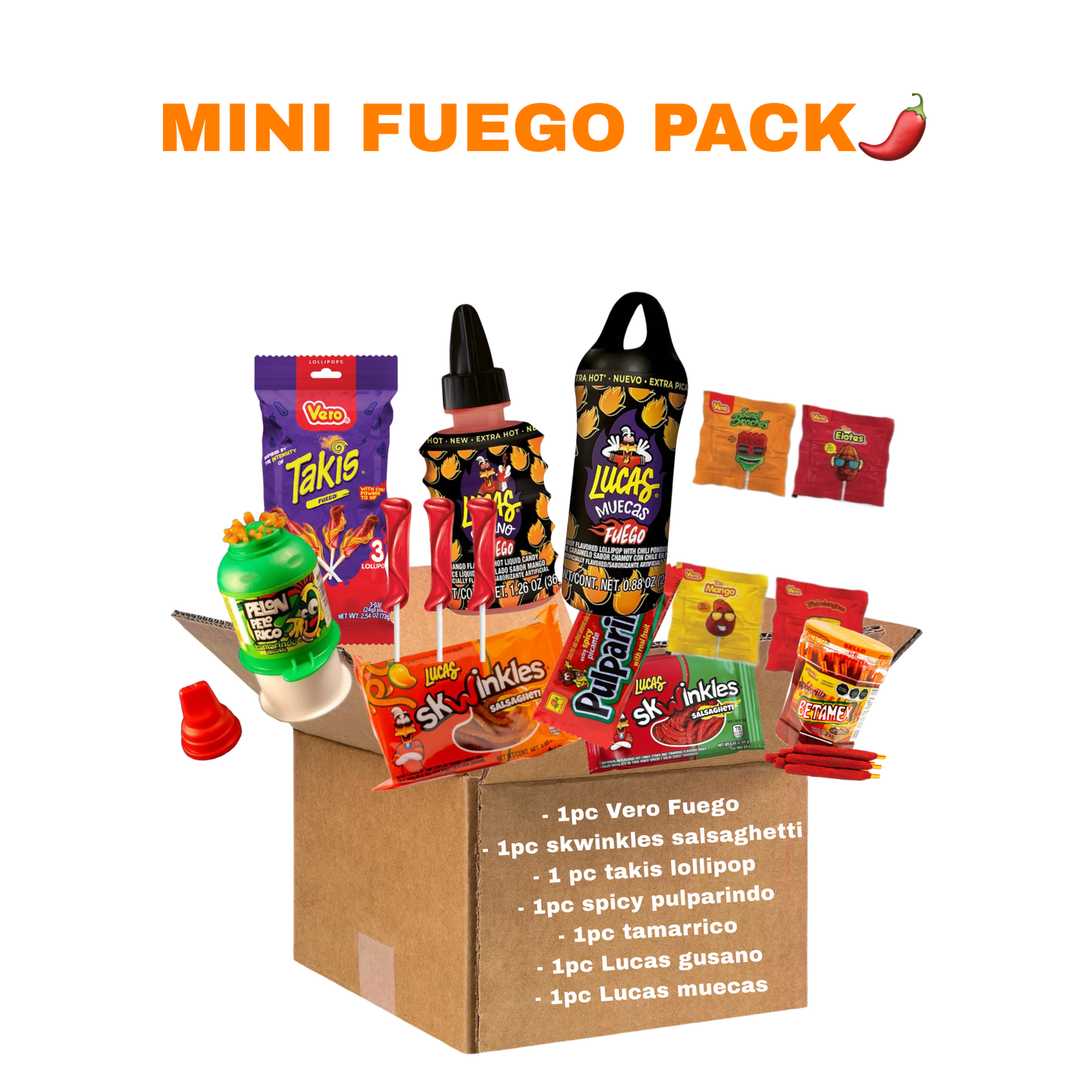 Mini Fuego Mexican Candy Pack | Lucas, Skwinkles, Takis lollipops & Tamarind Candy Mix