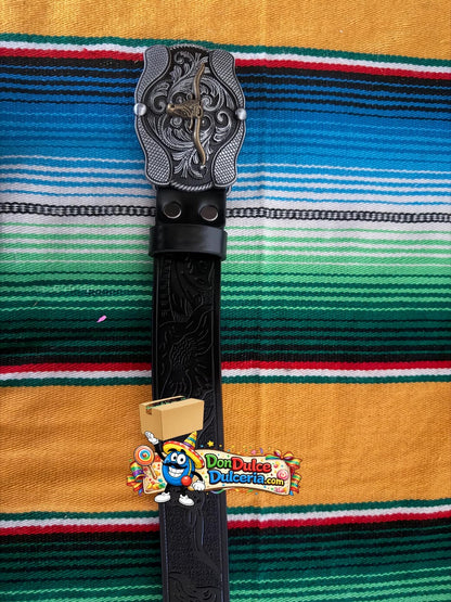 Western Tooled Leather Belt – Multiple Buckle Styles
