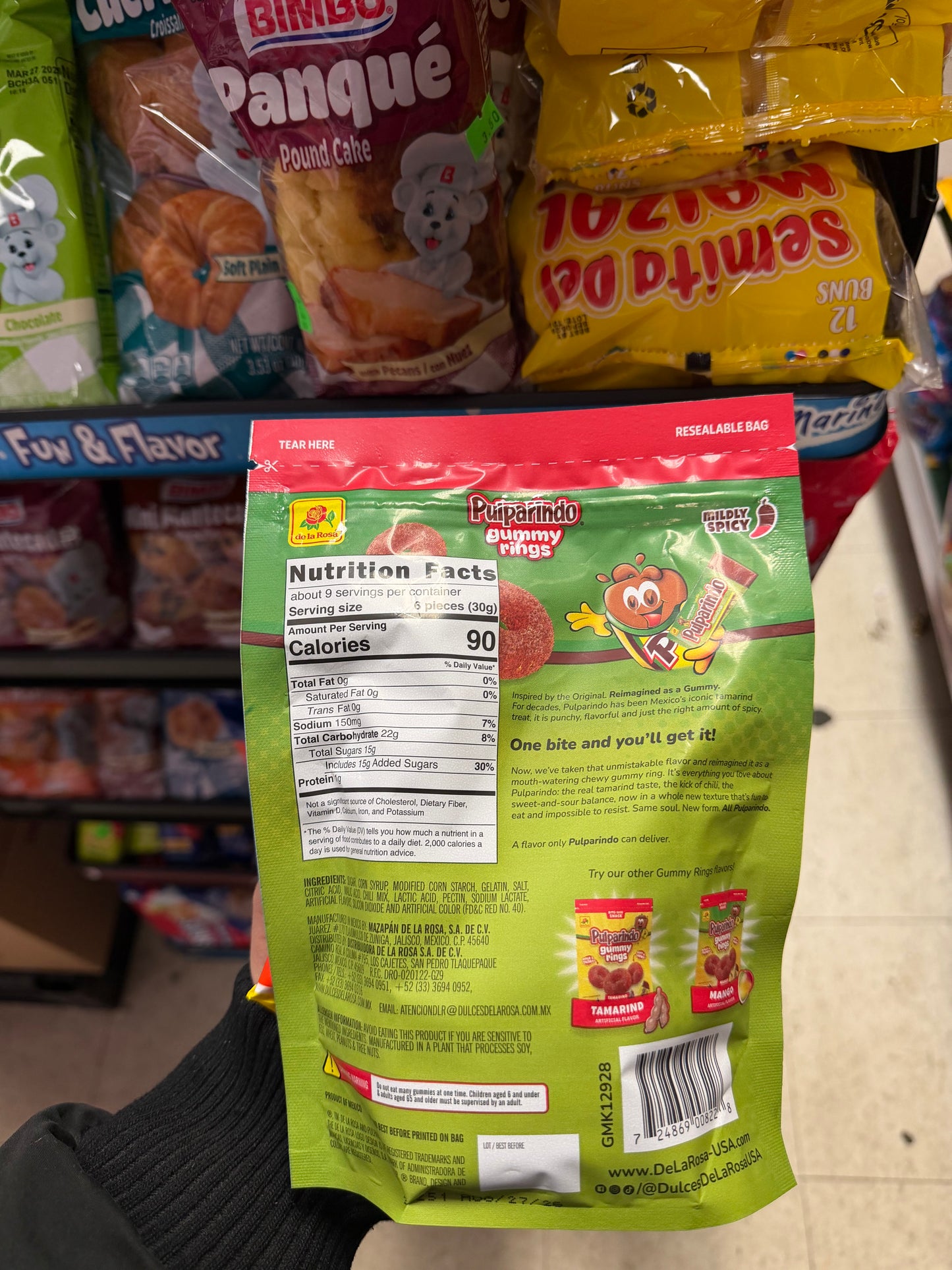 De La Rosa Pulparindo Gummy Rings – Watermelon & Mango Mild Spicy | Mexican Tamarind Candy
