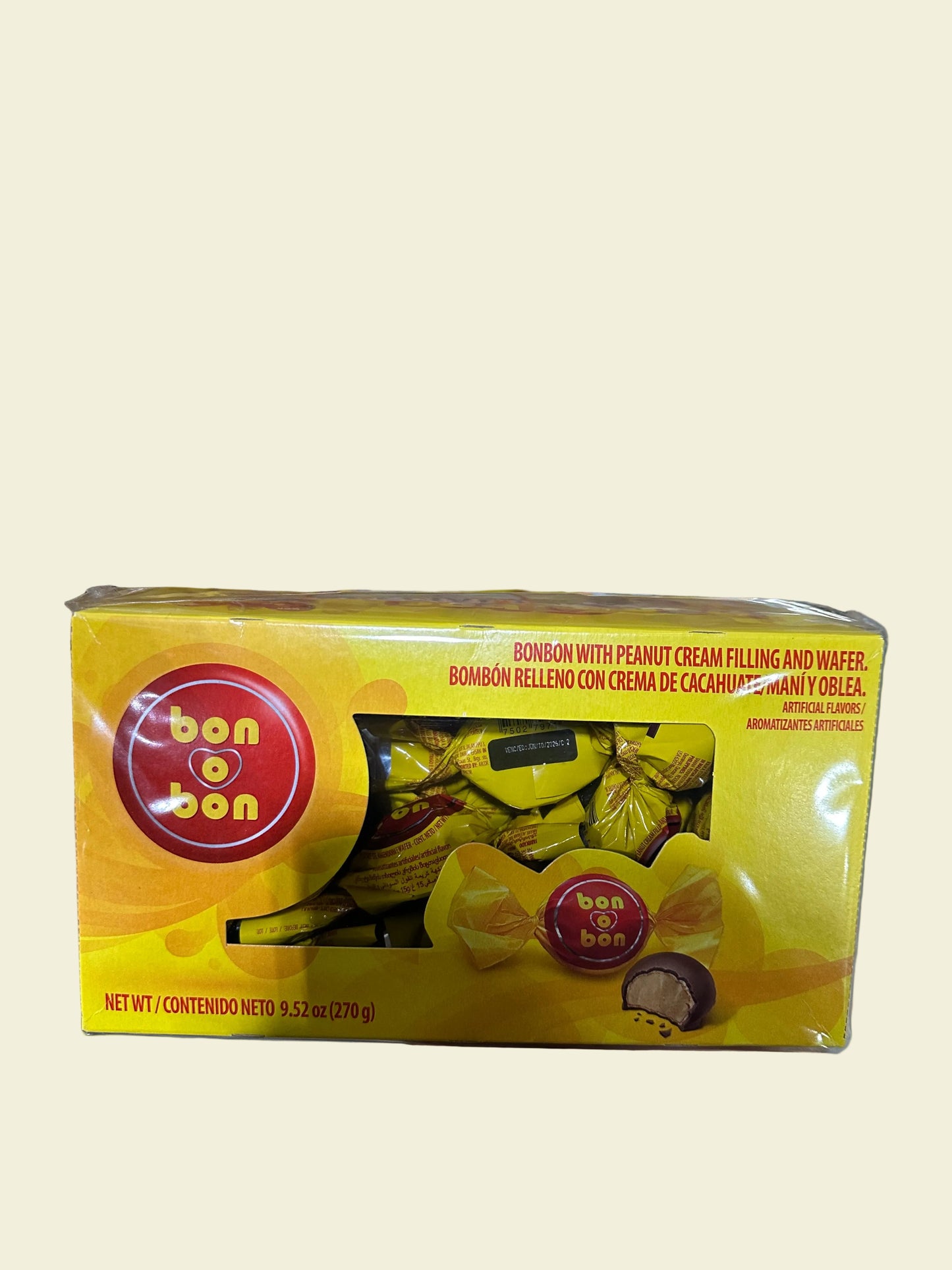 Peanut Cream Filled BonObon with Wafer – 18 Units | BonObón de Cacahuate con Oblea