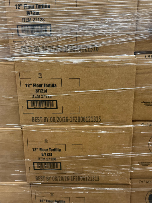OLE #12 Flour Tortillas – 12 Inch Burrito Size, 8/12 Count