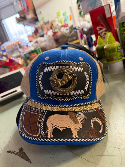 Charro Style Trucker Hat with Caballo & Charro Embroidery | Mexican Cowboy Western Cap