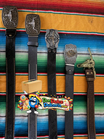 Western Tooled Leather Belt – Multiple Buckle Styles
