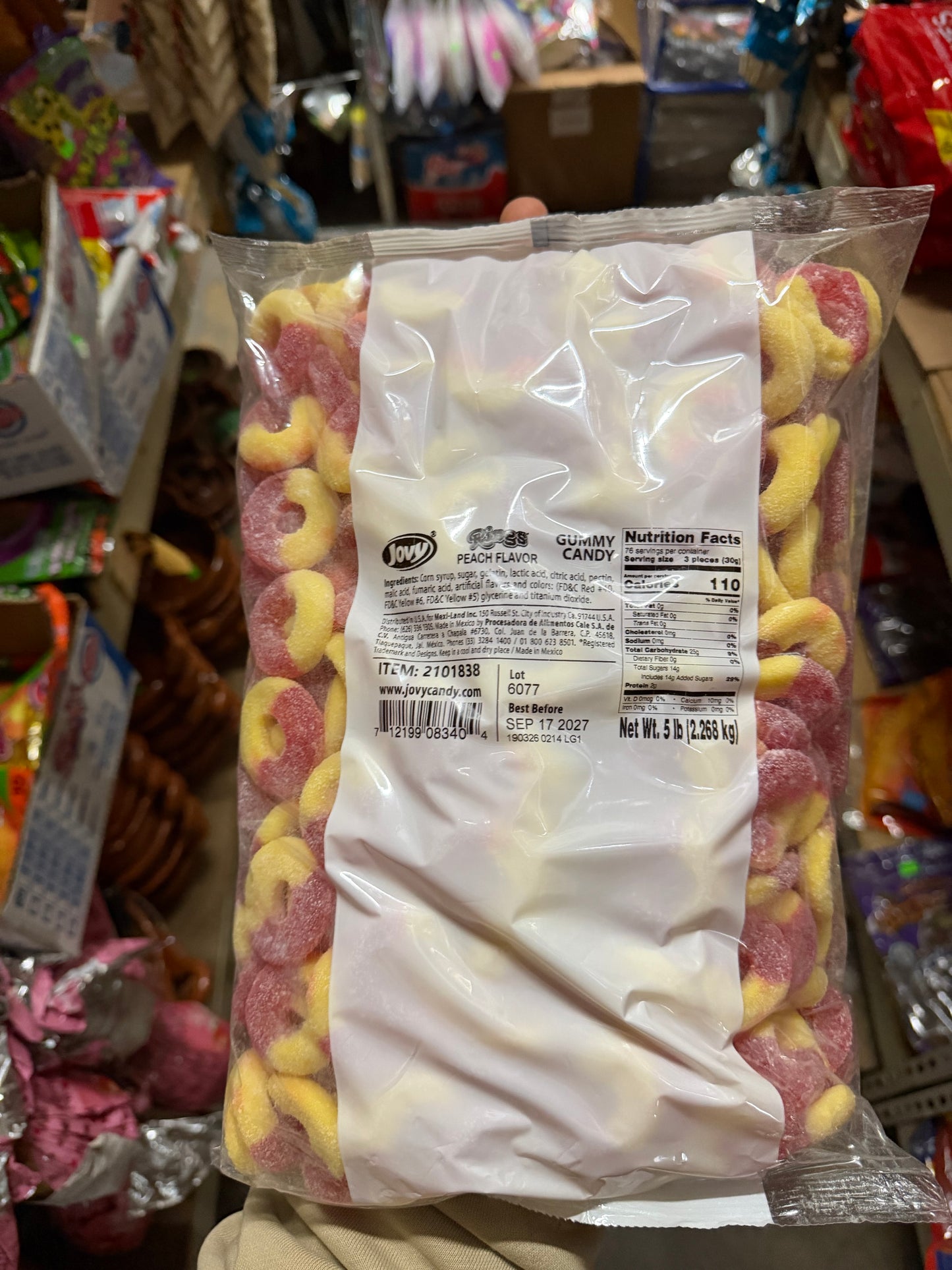 Jovy Peach Rings Gummy Candy 5 lb Bulk Bag | Sweet & Chewy Peach Gummies