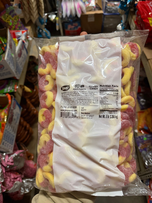 Jovy Peach Rings Gummy Candy 5 lb Bulk Bag | Sweet & Chewy Peach Gummies