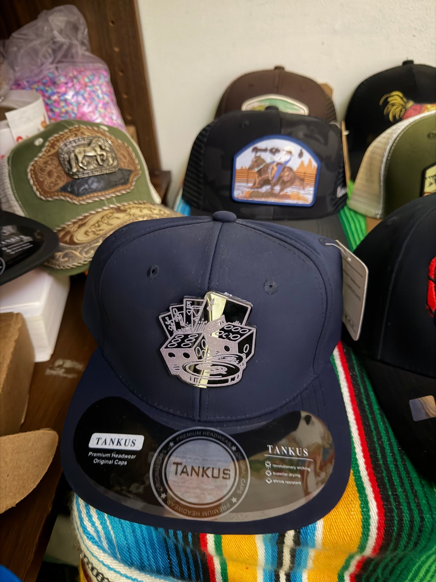 Blue Poker Snapback Hat – Dice & Cards Design Flat Brim Cap | Streetwear Hat | Don Dulce Dulcería