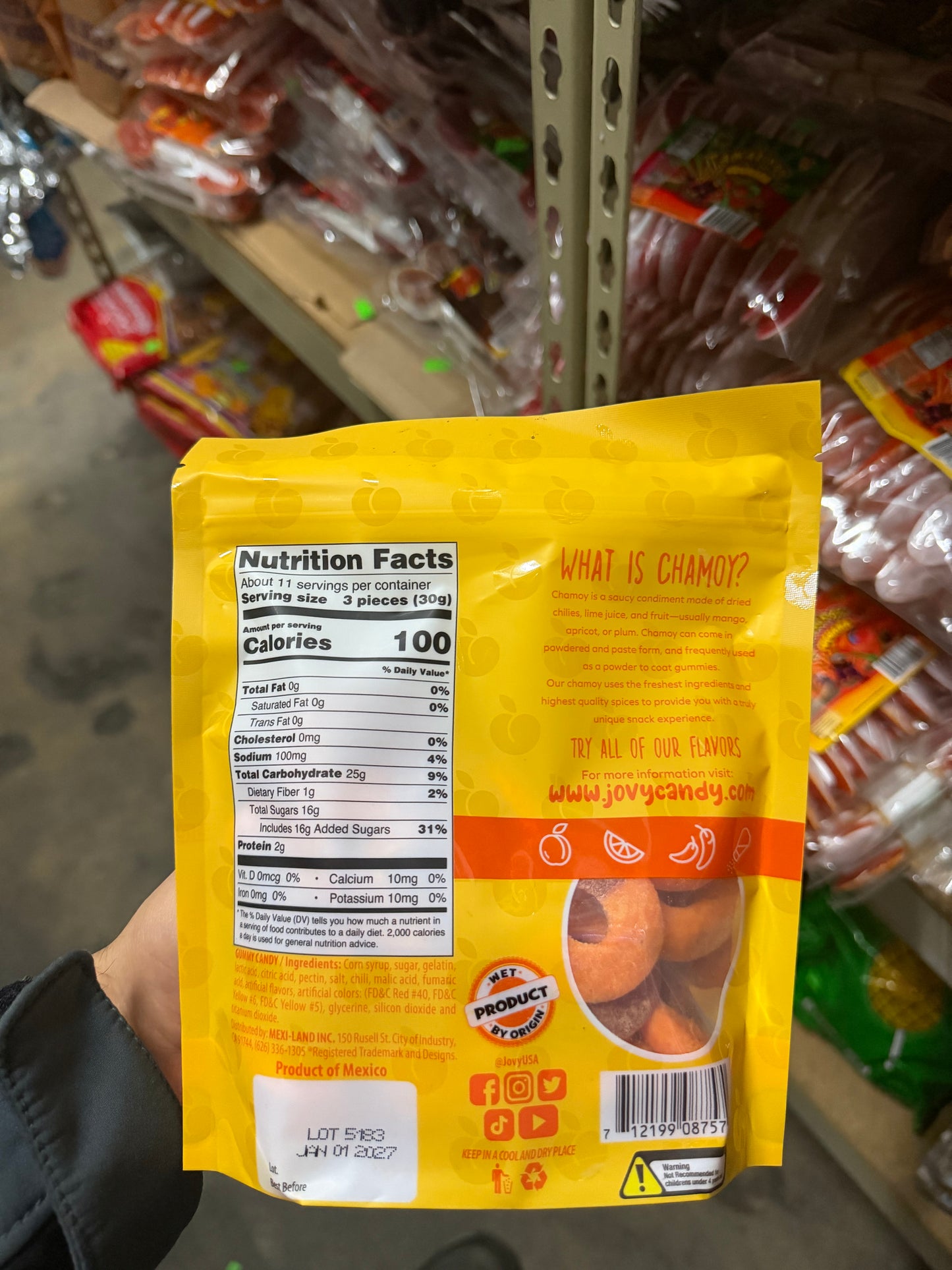 Jovy Picante Chamoy Ring Gummies – Peach, Watermelon & Mango | Mexican Spicy Chamoy Candy
