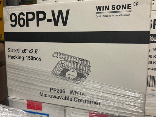 96PP-W Food Packaging Containers – 9” x 6” x 2.6” – 150 Count