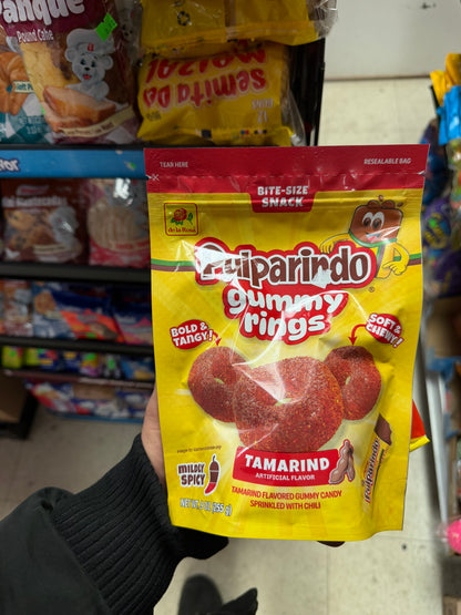 De La Rosa Pulparindo Gummy Rings – Watermelon & Mango Mild Spicy | Mexican Tamarind Candy