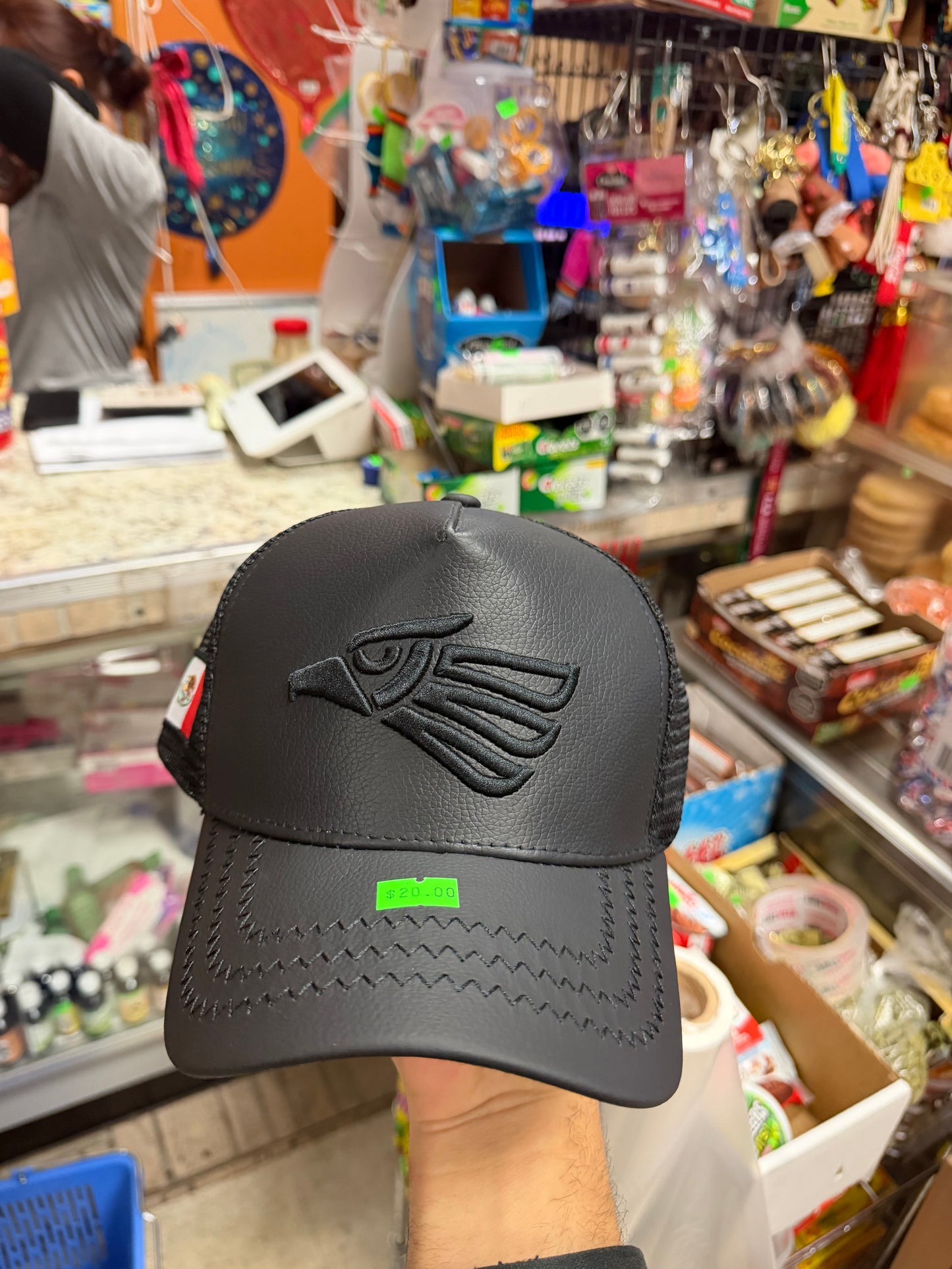 Black Eagle Embroidered Trucker Hat – Mexico Flag Snapback (All Black)