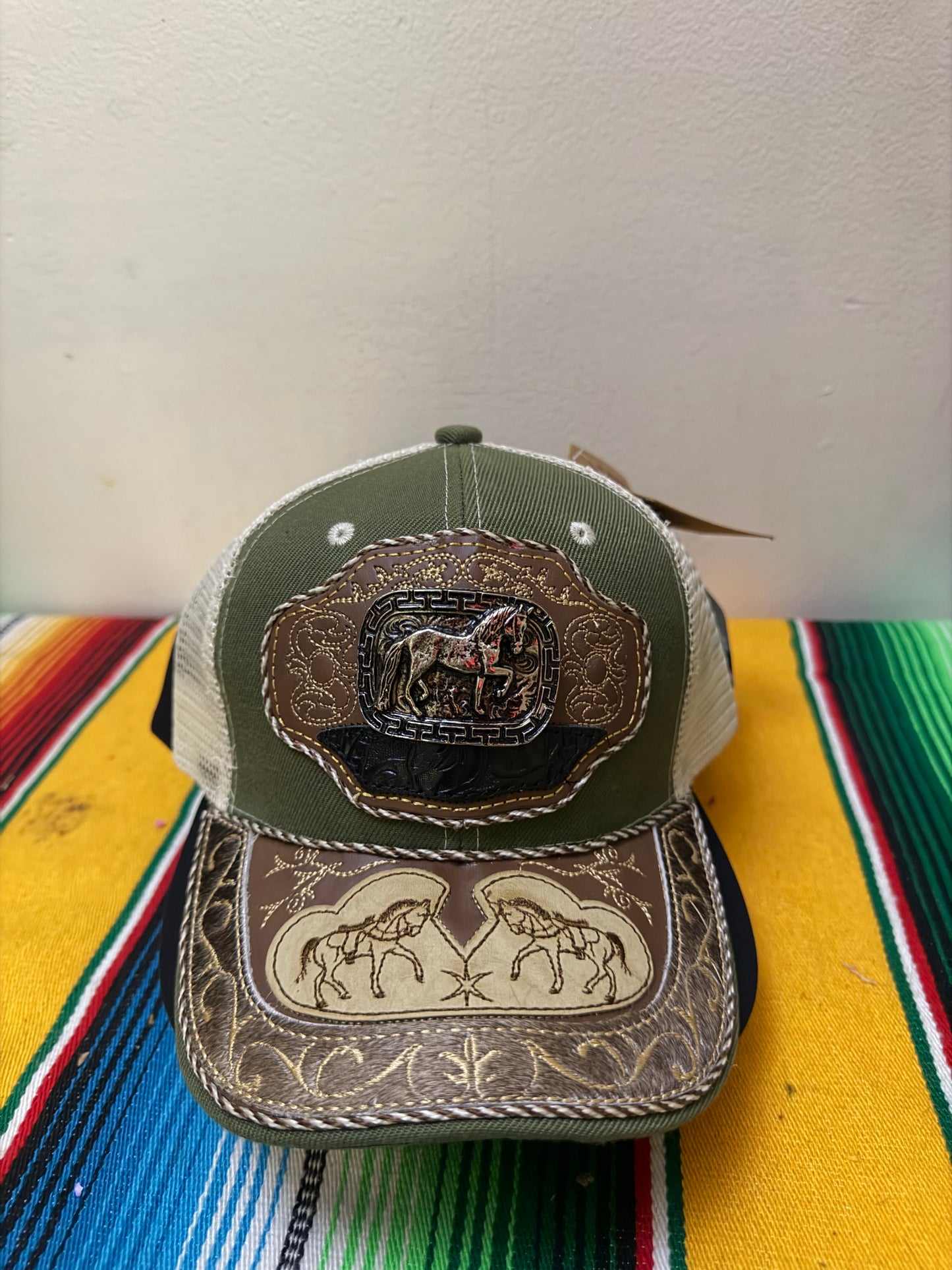 Charro Style Trucker Hat with Caballo & Charro Embroidery | Mexican Cowboy Western Cap