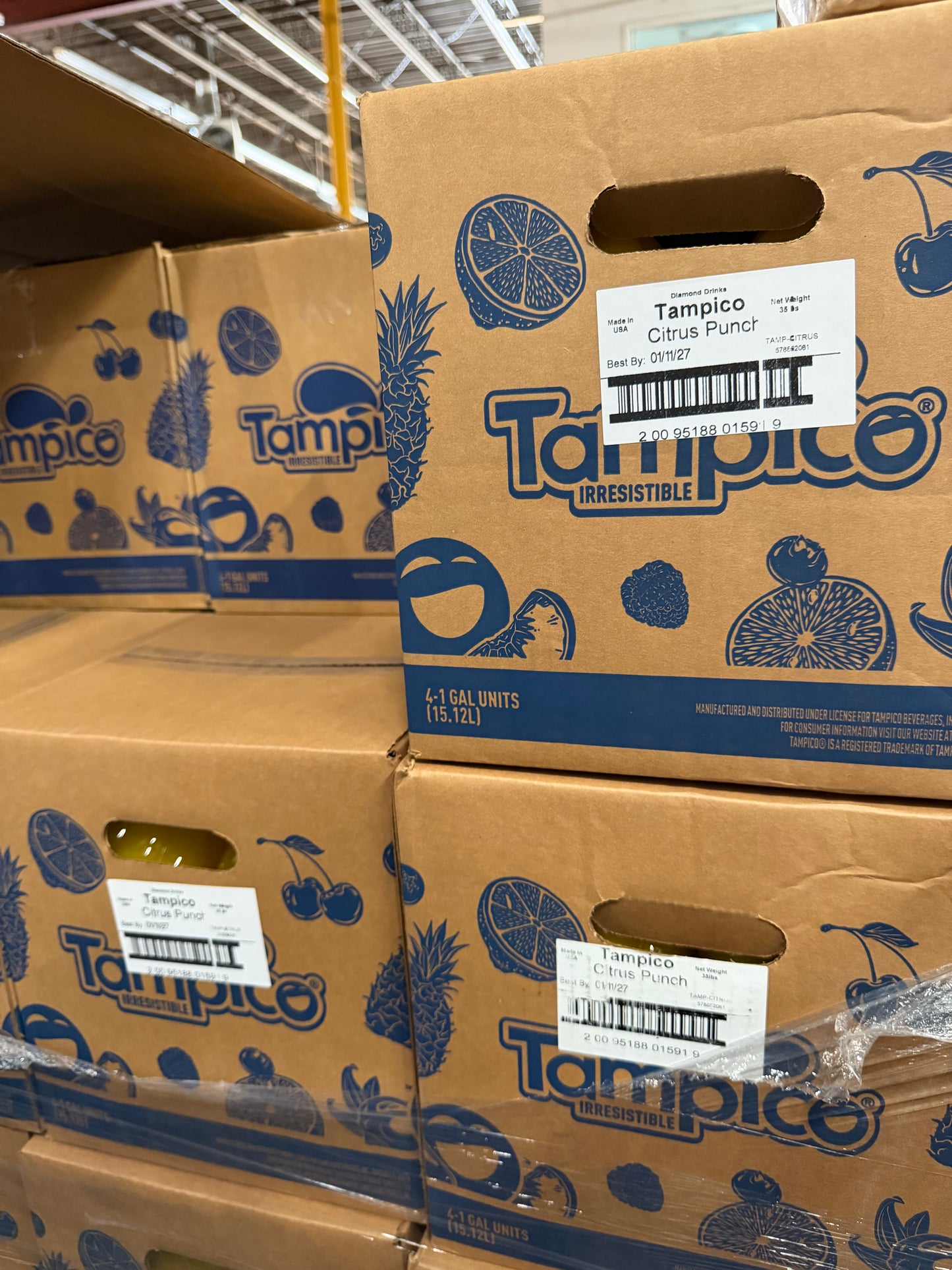 Tampico Orange Punch Juice Drink – 4 x 1 Gallon Case | Citrus Fruit Beverage