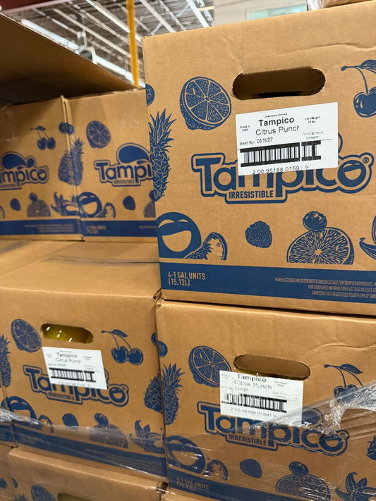 Tampico Orange Punch Juice Drink – 4 x 1 Gallon Case | Citrus Fruit Beverage