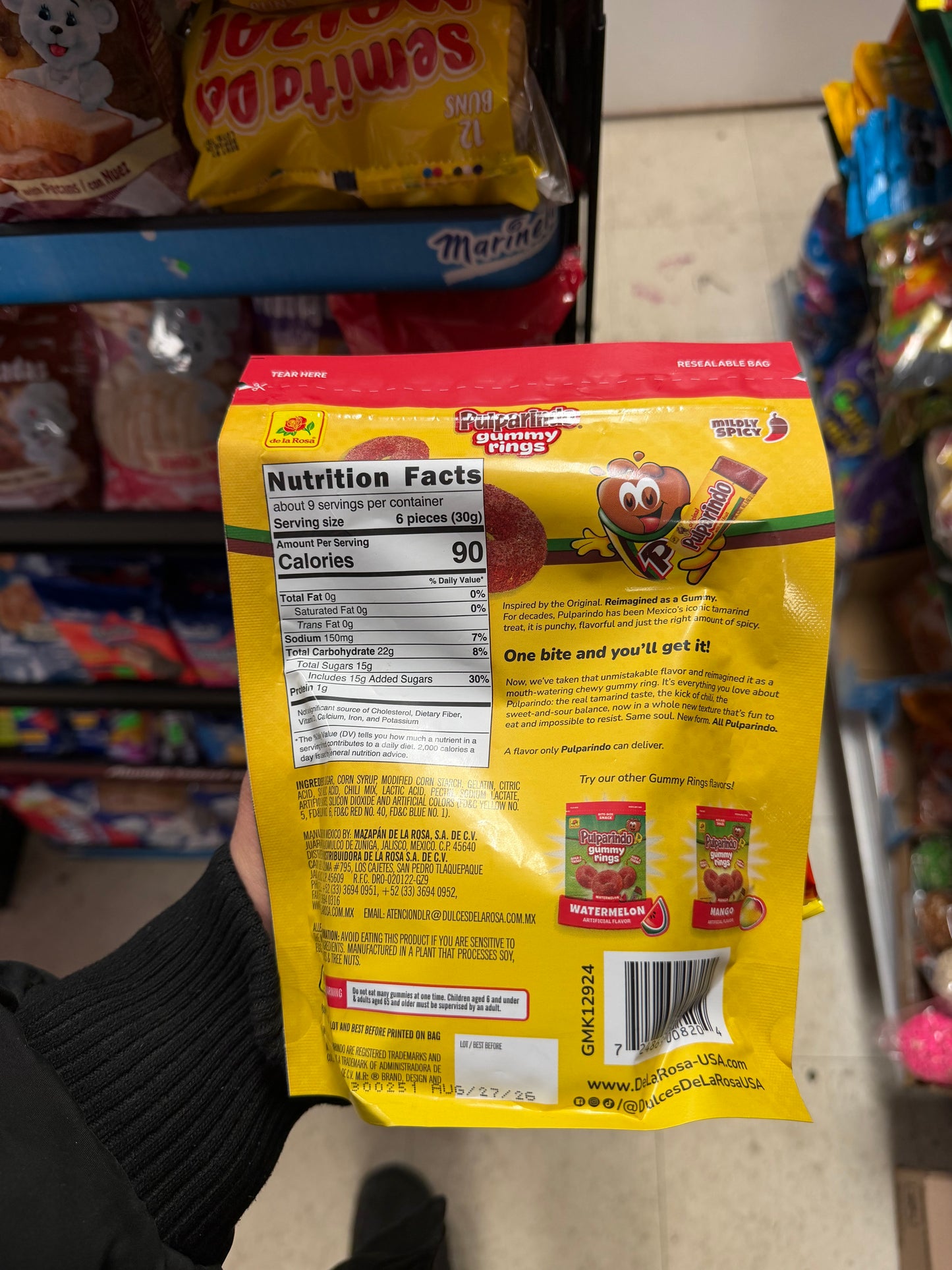 De La Rosa Pulparindo Gummy Rings – Watermelon & Mango Mild Spicy | Mexican Tamarind Candy
