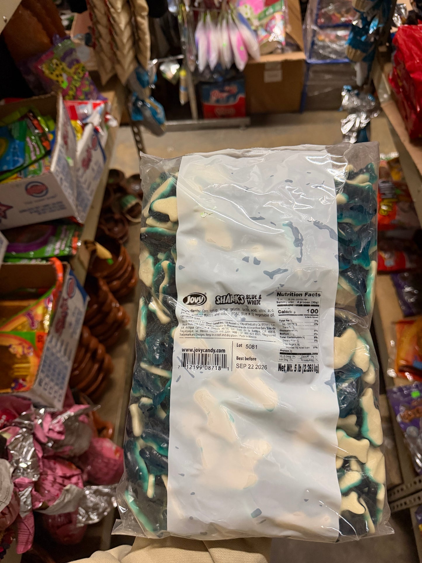 Jovy Blue & White Sharks Gummies 5LB Bag – Bulk Mexican Candy | Don Dulce Dulceria