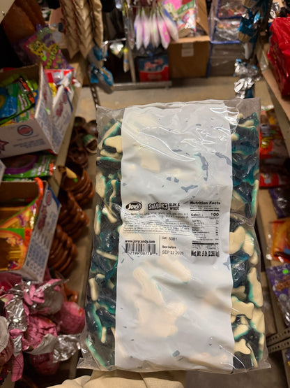 Jovy Blue & White Sharks Gummies 5LB Bag – Bulk Mexican Candy | Don Dulce Dulceria