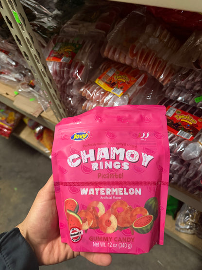 Jovy Picante Chamoy Ring Gummies – Peach, Watermelon & Mango | Mexican Spicy Chamoy Candy