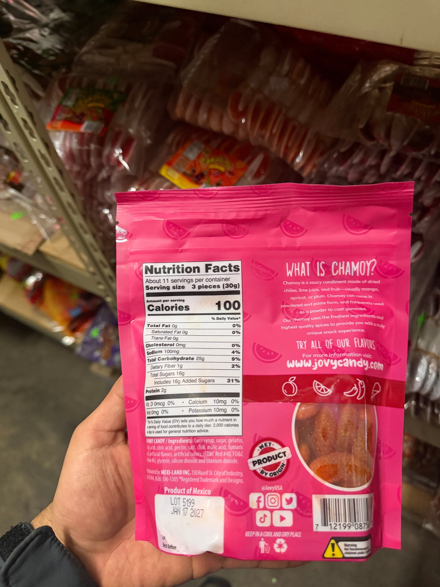 Jovy Picante Chamoy Ring Gummies – Peach, Watermelon & Mango | Mexican Spicy Chamoy Candy