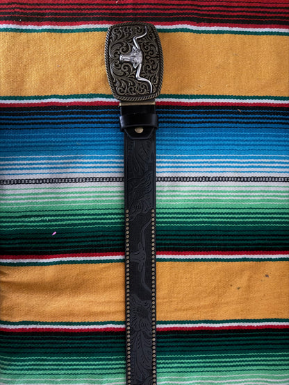 Western Tooled Leather Belt – Multiple Buckle Styles